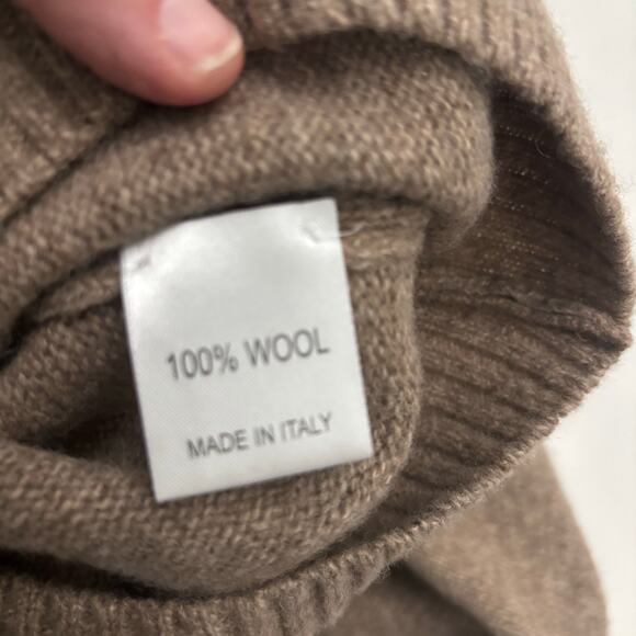 Luigi Baldo 100 % Wool Sweater Quarter zip Taupe Brown Grandpacore old money - Picture 11 of 12
